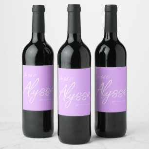 Elegant Light Lavender Graduation Party She Did It Wine Label