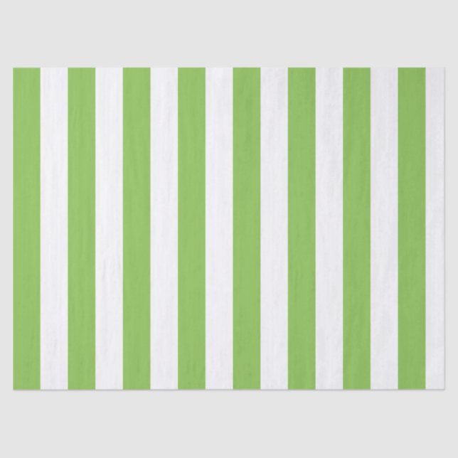 Elegant Light Lime Green White Striped Pattern Tissue Paper (Front)