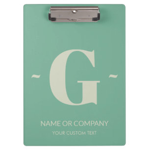 Elegant Light Mint Green Personalised Letter Text Clipboard