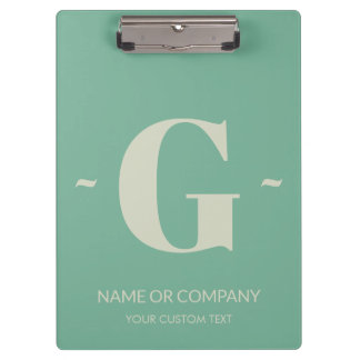 Elegant Light Mint Green Personalised Letter Text Clipboard