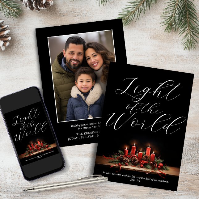 Elegant Light of the World Bible Verse Christmas Holiday Card (Elegant Light of the World Bible Verse Christmas Holiday Card)