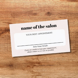 Elegant Light Pastel Bold Beauty Salon  Appointment Card