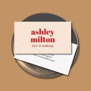 Elegant Light Pastel Red Bold Hair Salon Business Card