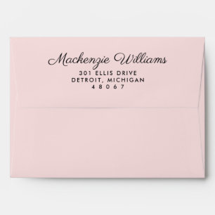 Elegant Light Pink and Black Stripes Wedding Envelope