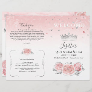 Elegant Light Pink and Silver Quinceanera Program
