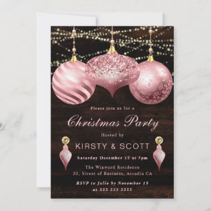 Elegant Light Pink Christmas Ornament Exchange Invitation