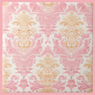 Elegant Light Pink Damask Ceramic Tile