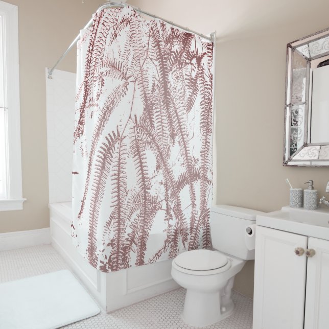 Elegant light pink fern pattern shower curtain (In Situ)