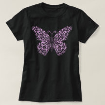 Elegant Light Pink Flourish Butterfly T-Shirt