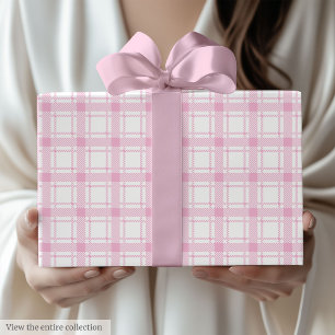 Elegant Light Pink Gingham 50th Birthday Wrapping Wrapping Paper