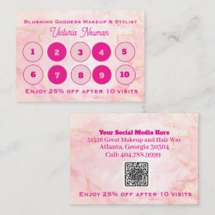 Elegant Light Pink Gold Glitter Marble  Loyalty Card