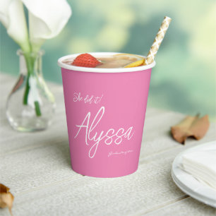 Elegant Light Pink Graduation Party She Did It Paper Cups