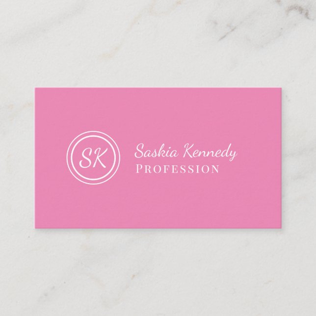 Elegant Light Pink Script Professional Monogram Business Card (Front)
