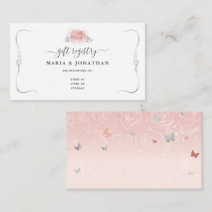 Elegant Light Pink Silver Watercolor Gift Registry Enclosure Card