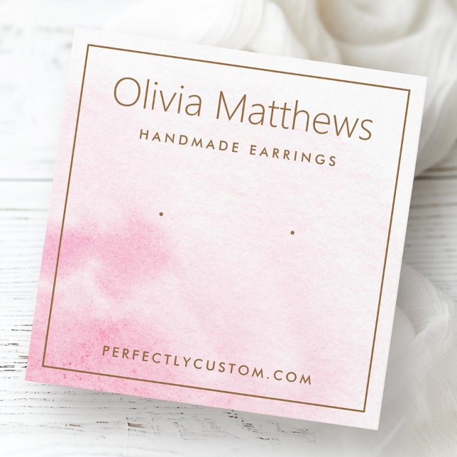Elegant light pink watercolor earring card (Elegant light pink watercolor earring card)