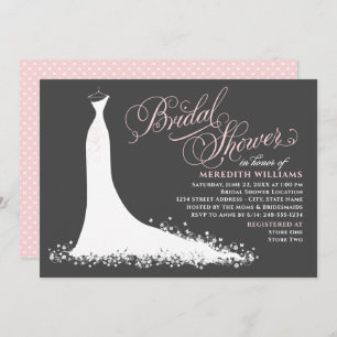 Elegant Light Pink Wedding Gown Bridal Shower Invitation