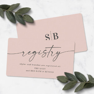 Elegant Light Pink Wedding Shower Gift Registry Enclosure Card