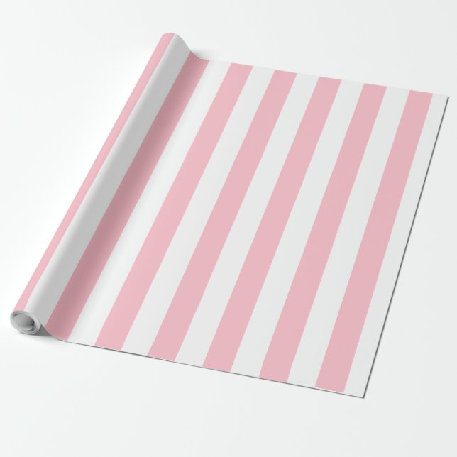 Elegant Light PInk White Striped Pattern Wrapping Paper (Unrolled)