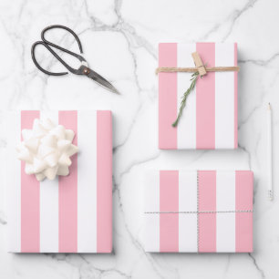 Elegant Light PInk White Striped Pattern Wrapping Paper Sheet