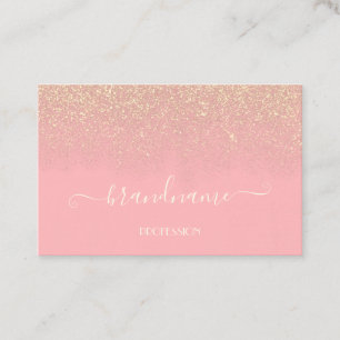 Elegant Light Pink with Golden Glitter Rain Beauty Business Card