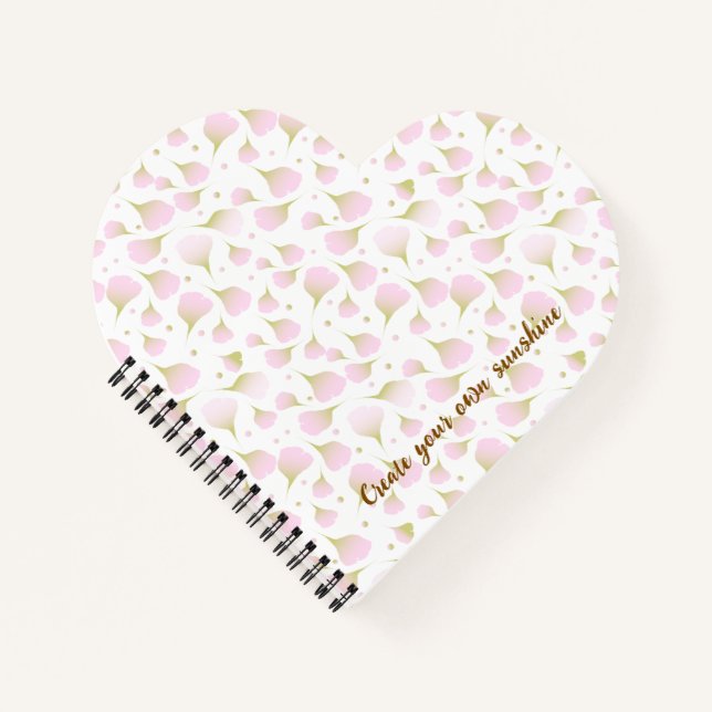 Elegant Light Powder Pink Custom Text Heart Shaped Notebook (Front)