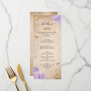 Elegant Light Purple and Gold Roses Menu Program