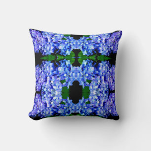 Elegant light purple blue magenta floral hydrangea cushion