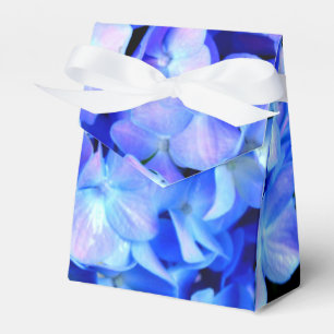 Elegant light purple blue magenta floral hydrangea favour box