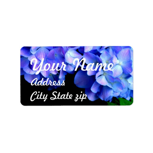 elegant light purple blue magenta floral hydrangea label (Front)