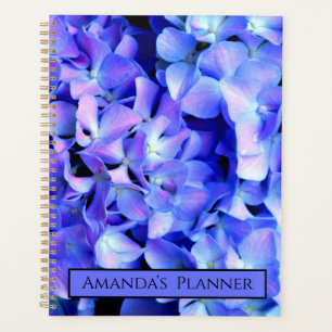 Elegant light purple blue magenta floral hydrangea planner