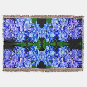 Elegant light purple blue magenta floral hydrangea throw blanket