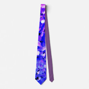 Elegant light purple blue magenta floral hydrangea tie