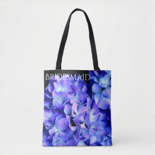 Elegant light purple blue magenta floral hydrangea tote bag