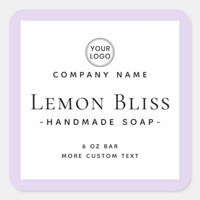 Elegant light purple border square product label (Front)