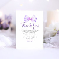 Elegant Light Purple Bow Baby Shower Thank You