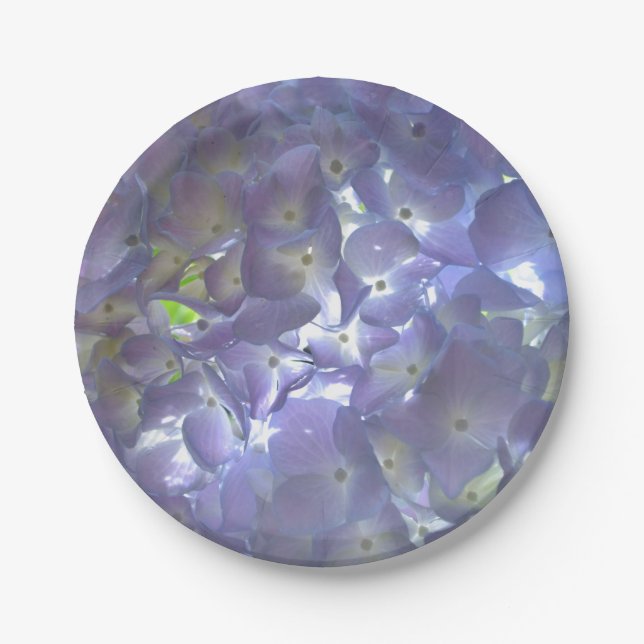 Elegant light purple floral Lavender Hydrangeas Paper Plate (Front)