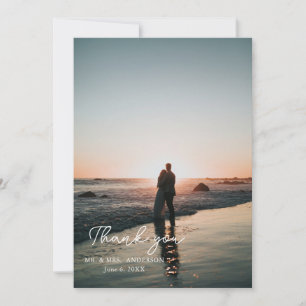 Elegant Light Purple Floral Photo Wedding Thank You Card