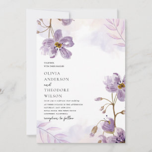 Elegant Light Purple Floral Wedding Invitation
