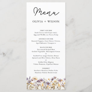 Elegant Light Purple Floral Wedding Menu