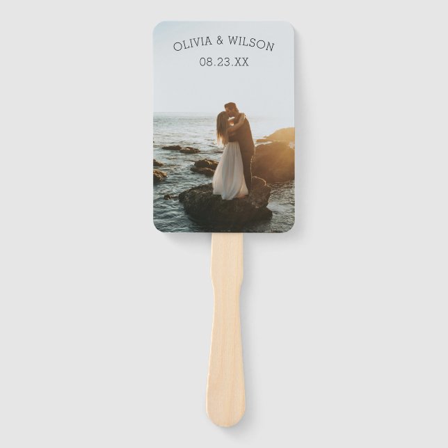 Elegant Light Purple Floral Wedding Program Photo  Hand Fan (Front)