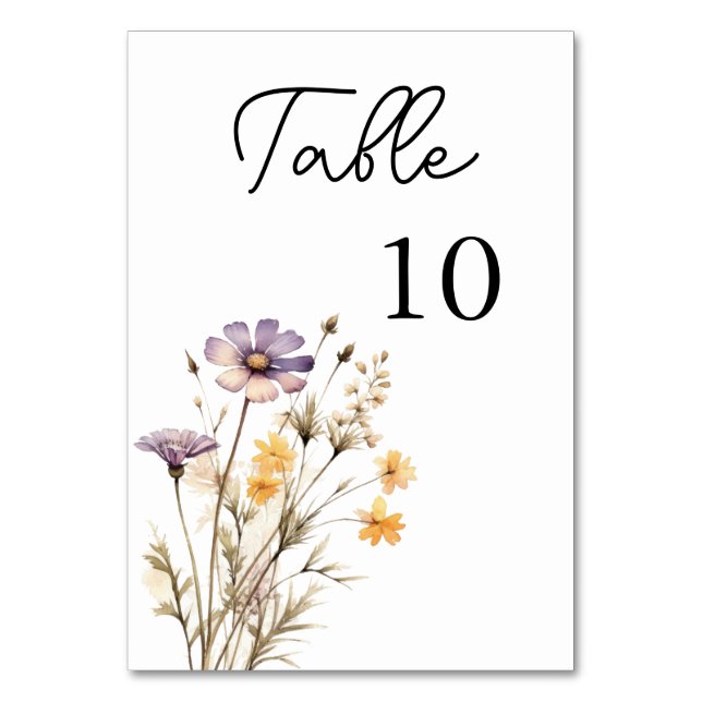 Elegant Light Purple Floral Wedding Table Number (Front)