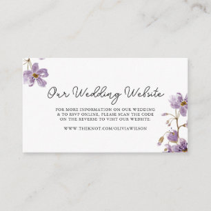 Elegant Light Purple Floral Wedding Website Enclosure Card