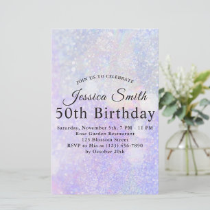 Elegant Light purple glittery birthday invitation