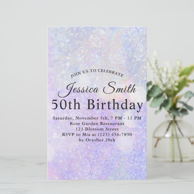 Elegant Light purple glittery birthday invitation (Creator Uploaded)