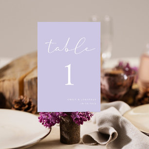 Elegant Light Purple Lilac Wedding Table Number