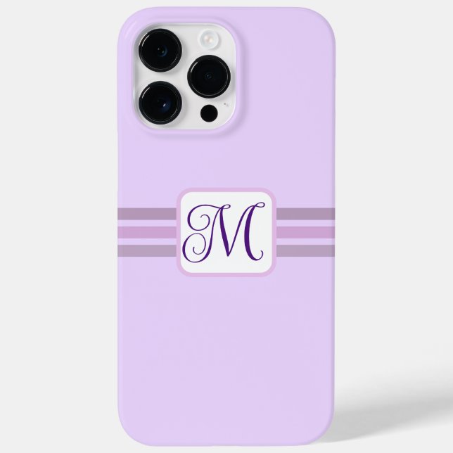 Elegant Light Purple Striped Initial Case-Mate iPhone Case (Back)