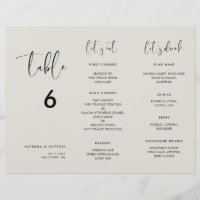 Elegant Light Sage Green Menu Table number trifold
