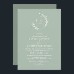 Elegant Light Sage Green Monochromatic Wedding Invitation<br><div class="desc">Elegant Light Sage Green Wedding Invitations: This elegant wedding invitation is simple and classy. It features a painted open wreath at the top. Your wedding invitation wording is set on a light sage green background with vintage calligraphy. Your initials and wedding date are on the back. It's perfect for an...</div>