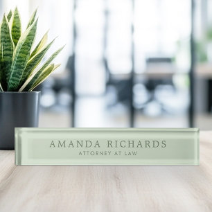 Elegant light sage green trendy nameplate