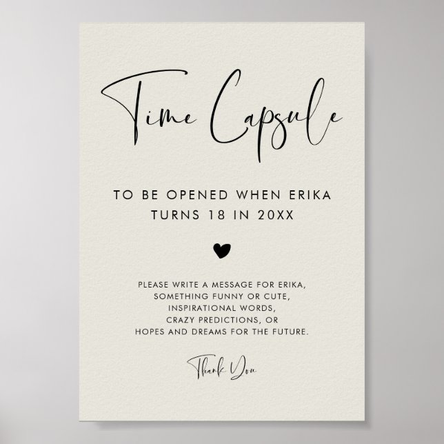 Elegant Light Sage Time capsule 1st Birthday sign (Front)